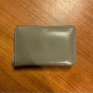 Celine Beige Leather Medium Zip Wallet